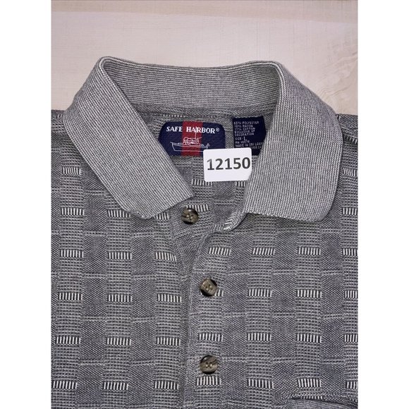 Vintage Safe Harbor Men’s Gray Grandpa Pocket Front Polo Shirt Large-12149 - Picture 2 of 5